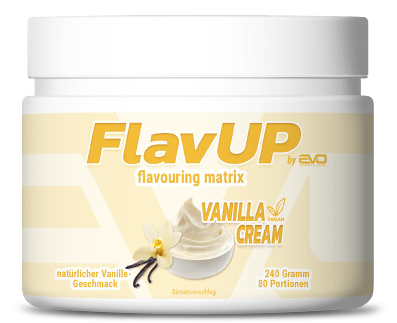 [Australia] - EVO SPORTS FUEL FlavUp Flavor powder | Vanilla Cream | 240g | Flavor powder for sweetening | without a lot of sugar and calories | tested quality | Made in Germany (pack of 1) 240 g (pack of 1) 