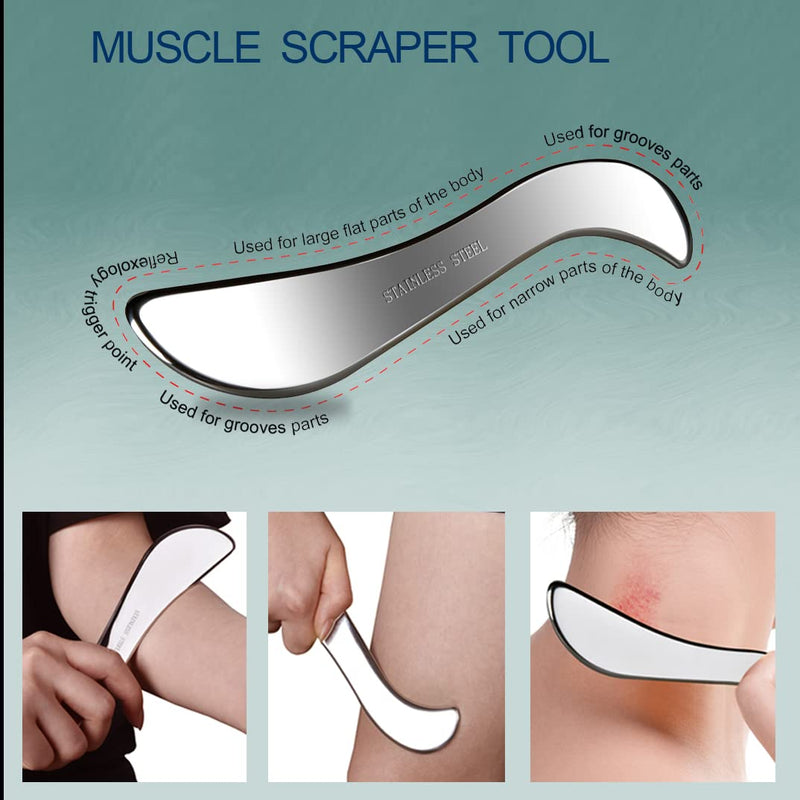 BYYDDIY-3 in 1 Stainless Steel-304 Muscle Scraper Tools Set,Scraping Massage Tools for Physical Therapy,Derma Edge & GuaSha Massage Scraper Tool