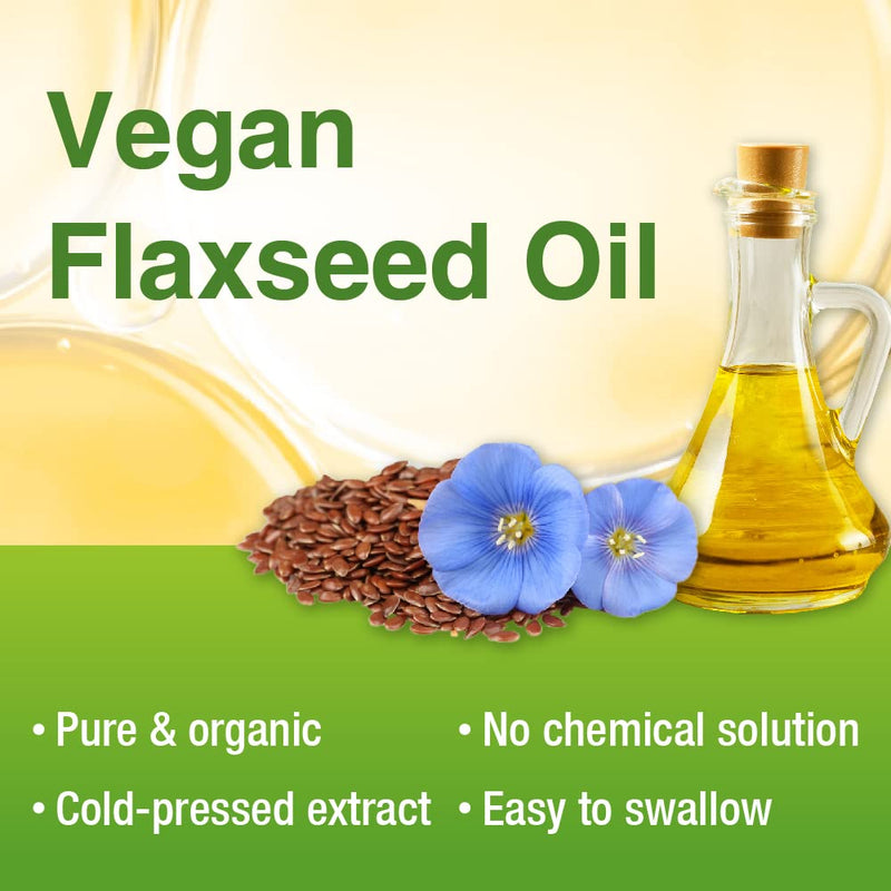 Organic Cold-Pressed Flaxseed Oil : 1500mg with 900mg ALA Omega-3. Vegan. 180 Softgels 180 Count (Pack of 1) New Packaging