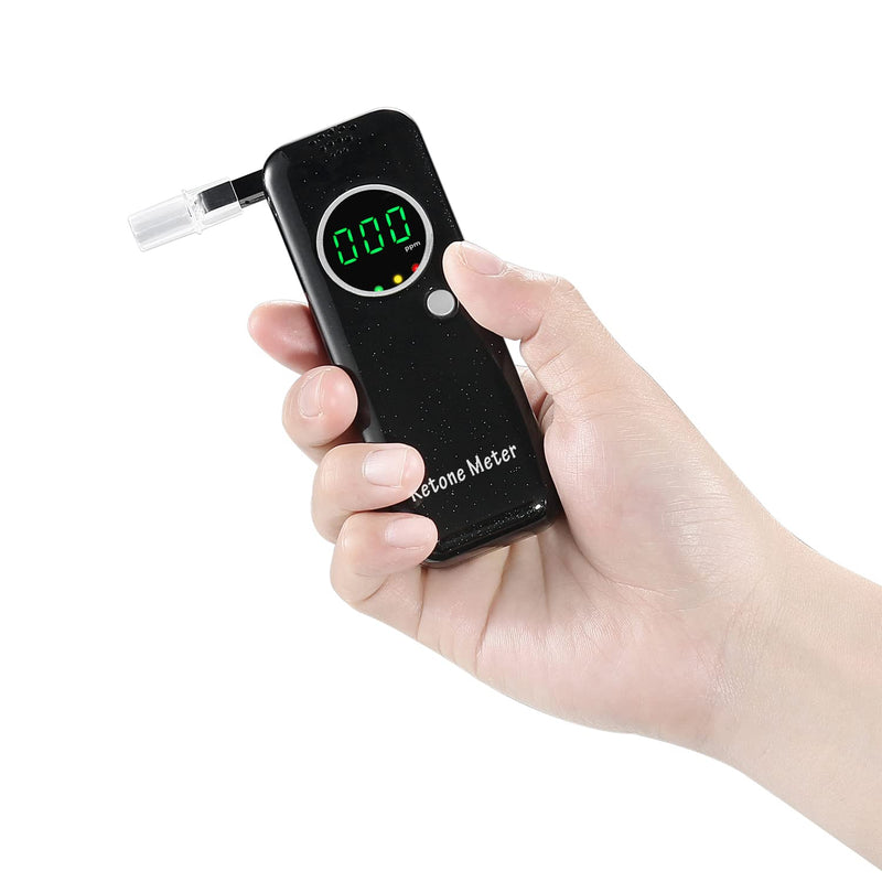 [Australia] - Ketone Breath Monitoring Analyzer for Acetone Check - Professional Breath Ketosis Meter Upgraded Home Ketone Monitors Tester with 10 Mouthpieces, Ketogenic or Any Nutrition & Fitness Program Black 