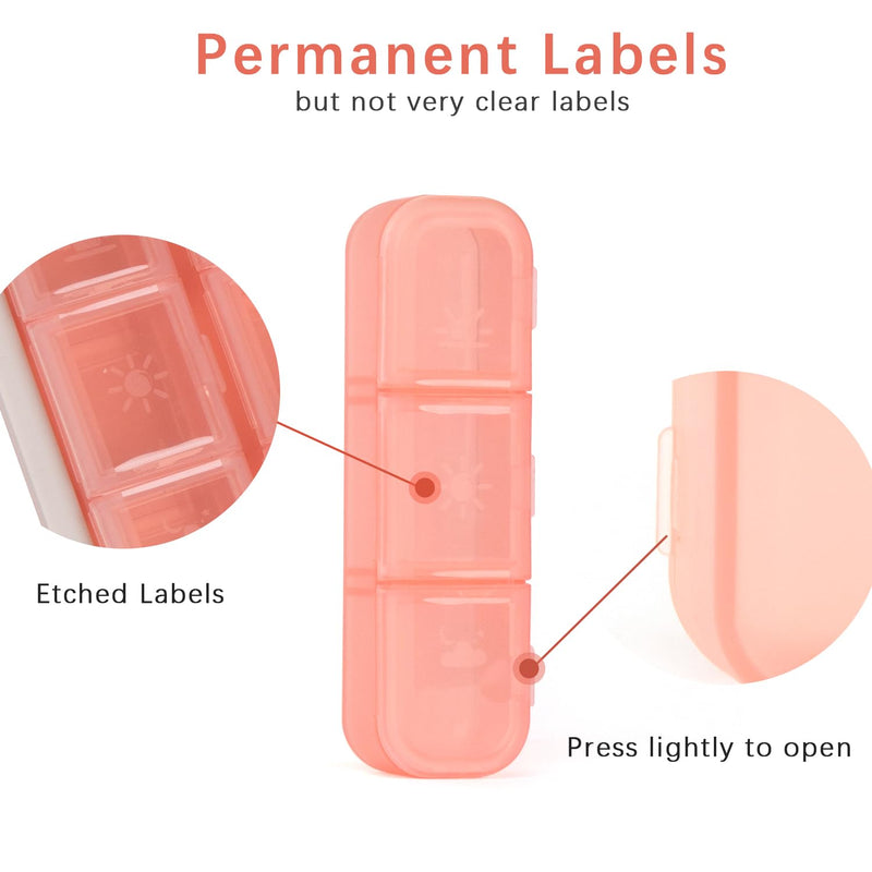 Pill Organizer 3 Times a Day Pink, Weekly Pill Case with Labels, Pill Box Medicine Organizer to Hold Vitamins and Medication | IPX7 Waterproof |21 Independent Sealing Rings