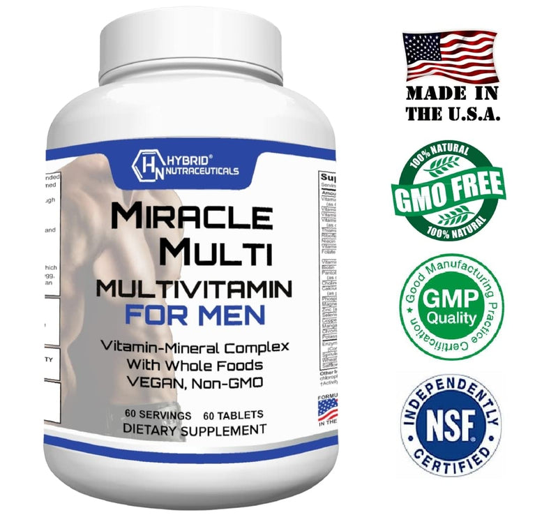 Performance Blend, Best Multivitamin for Men, Vitamin and Mineral Supplement with Probiotics, Superfood Enzyme Blend for Optimized Heart, Prostate, Stamina, Energy, Non-GMO, 60 Day Supply