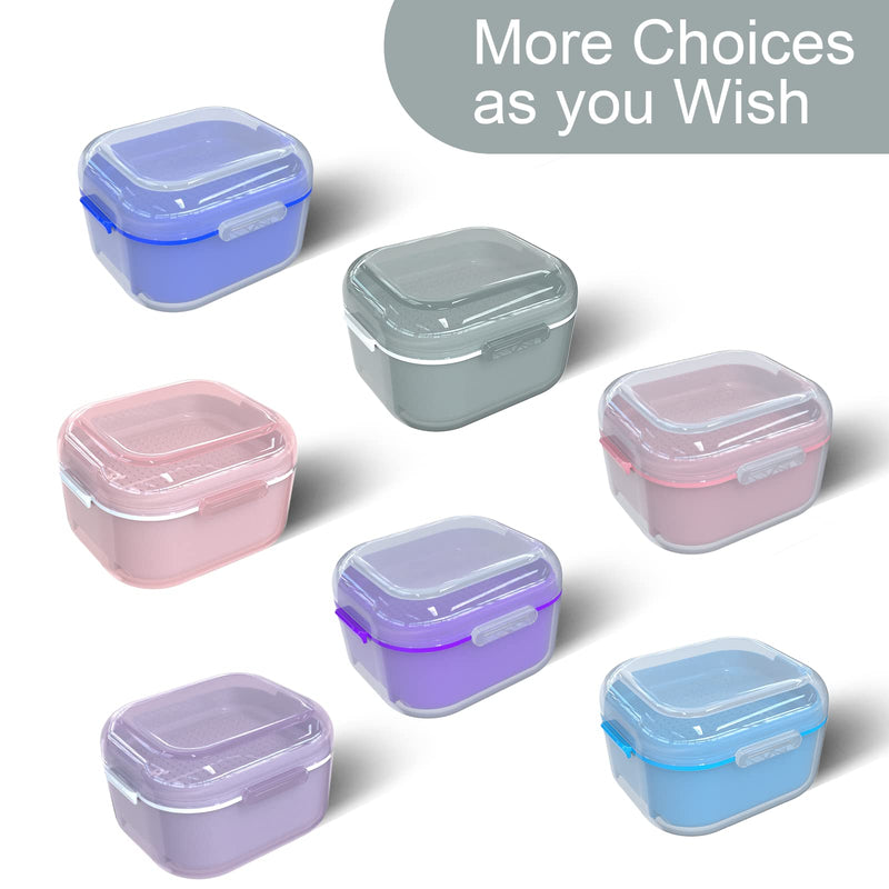 [Australia] - ARGOMAX Denture Case, Denture Cup for Soaking Dentures, Thorough Cleaning of Dentures, Retainer, Mouthguards, Clear Braces (Grey). Grey Clear Case + White Filter and Tray 