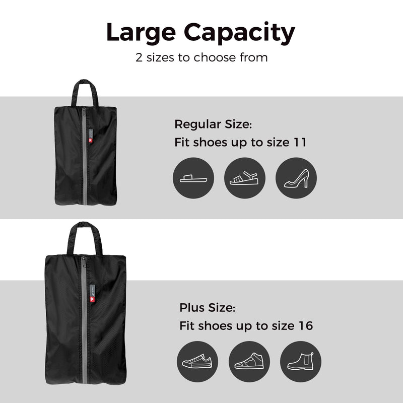 pack all Travel Accessories Bundle | 1 x 45L Foldable Duffel Bag (Black) & 1 x Foldable Shoe Bag (Black)