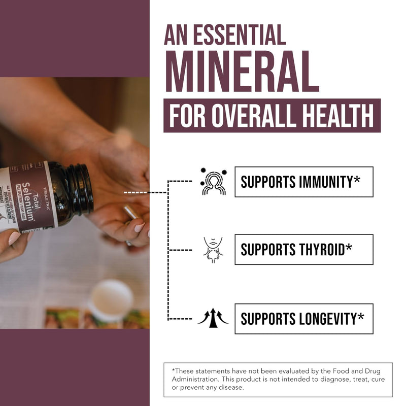 [Australia] - Total Selenium - 200 mcg, Plant-Based Selenium - Full Spectrum, Contains 4 Essential Organic Forms of Selenium Including Selenomethionine - Derived from Garlic - 60 Capsules 