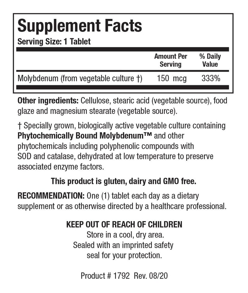 [Australia] - Biotics Research MoZyme Forte Molybdenum 150 mcg, Liver Support, Detoxification, Essential Trace Element, Healthy Metabolism, Antioxidant Support 100 Tablets 