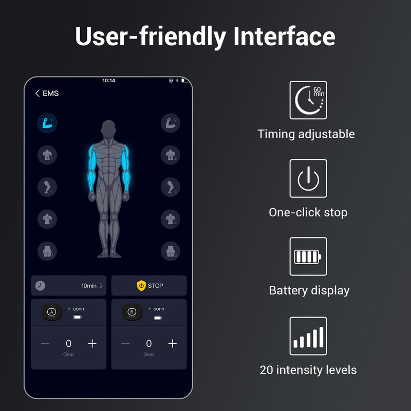 [Australia] - Comfytemp Wireless TENS Unit Muscle Stimulator with APP, FSA HSA Eligible Smart Dual Host TENS Machine for Pain Relief, EMS Device with 32 Modes, Pulse Muscle Massager for Back Shoulder Sciatica K6108 