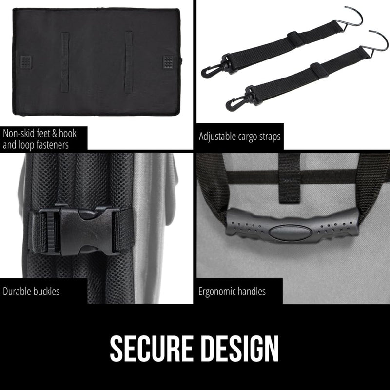 GORILLA GRIP Umbrella and Trunk Organizer, Umbrella has One-Click Automatic Open and Close, Trunk Organizer is Collapsible, Multi Compartment Container, Both in Gray, 2 Item Bundle