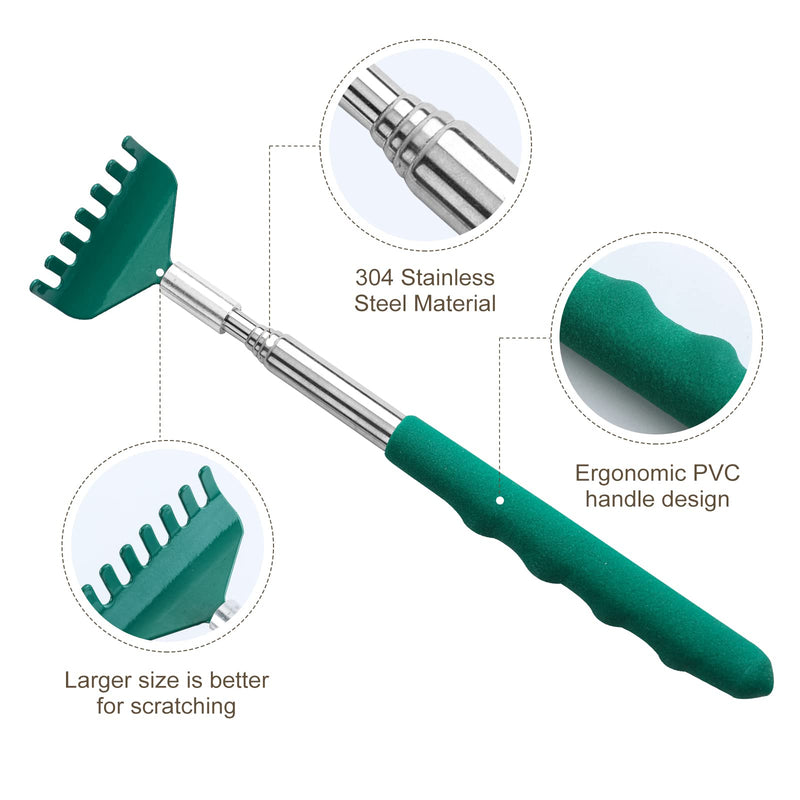 [Australia] - 3 Pack Extendable Back Scratcher, Stainless Steel Portable Telescoping Back Scratchers for Adults Men Women, with Rubber Handles 