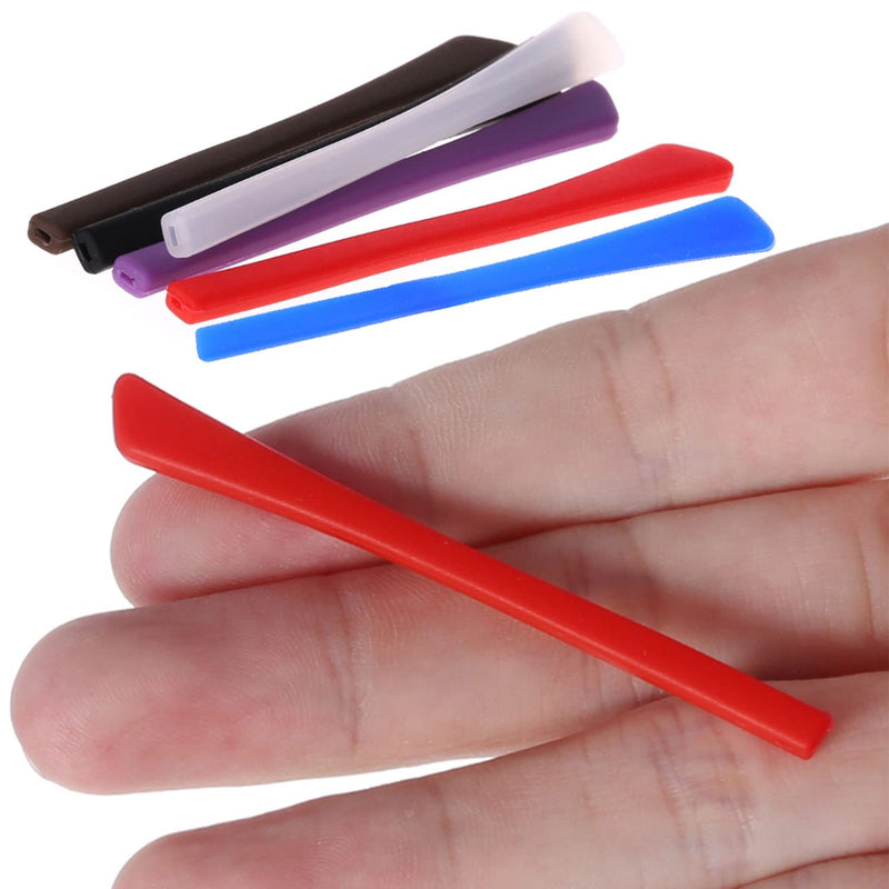 [Australia] - 5 Pairs Anti-Slip Silicone Eyeglass End Tips Ear Sock Pieces Tube Eyewear Comfort Replacement Tips for Flat Thin Metal Eyeglass Legs Black 
