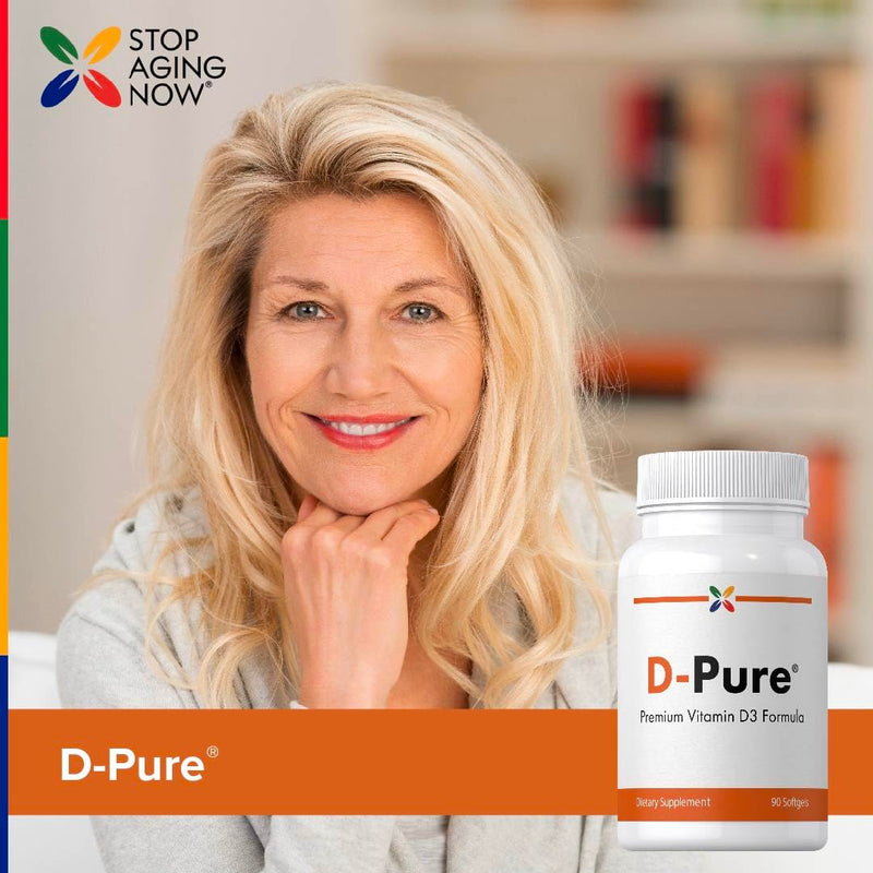 Stop Aging Now - D-Pure Vitamin D3 Supplement (5000 IU) Softgels- 90 Count