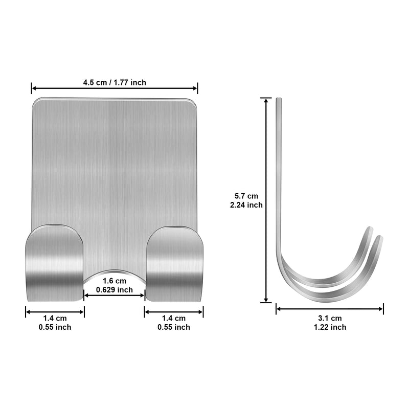 [Australia] - Diesisa Razor Holder Shower + Towel Hook No Drilling, Razor Holder Shower Hook Stainless Steel, Wall Hook Self-Adhesive, Hook Glue Waterproof for Bathroom Kitchen (4+4 Pack) - Silver 