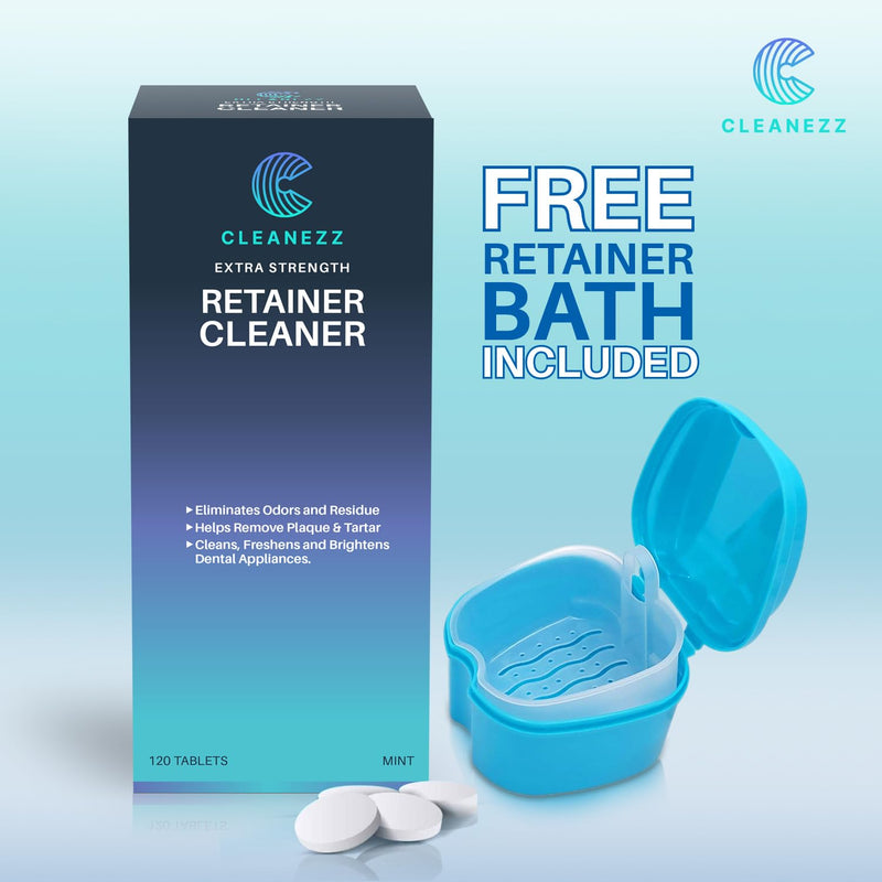 [Australia] - Cleaner Tablets: for Retainers, Dentures, Bottles & More - Odor, Plaque, Stain Removal, Includes Denture Bath, 4-Mo Supply 