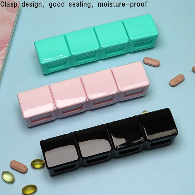 3 Pieces Pill Organizer, 4 Compartments Moisture Proof Pill Box Pocket Purse Portable Travel Vitamin Container Medicine Case 3pcs 4 Compartments Pill Case
