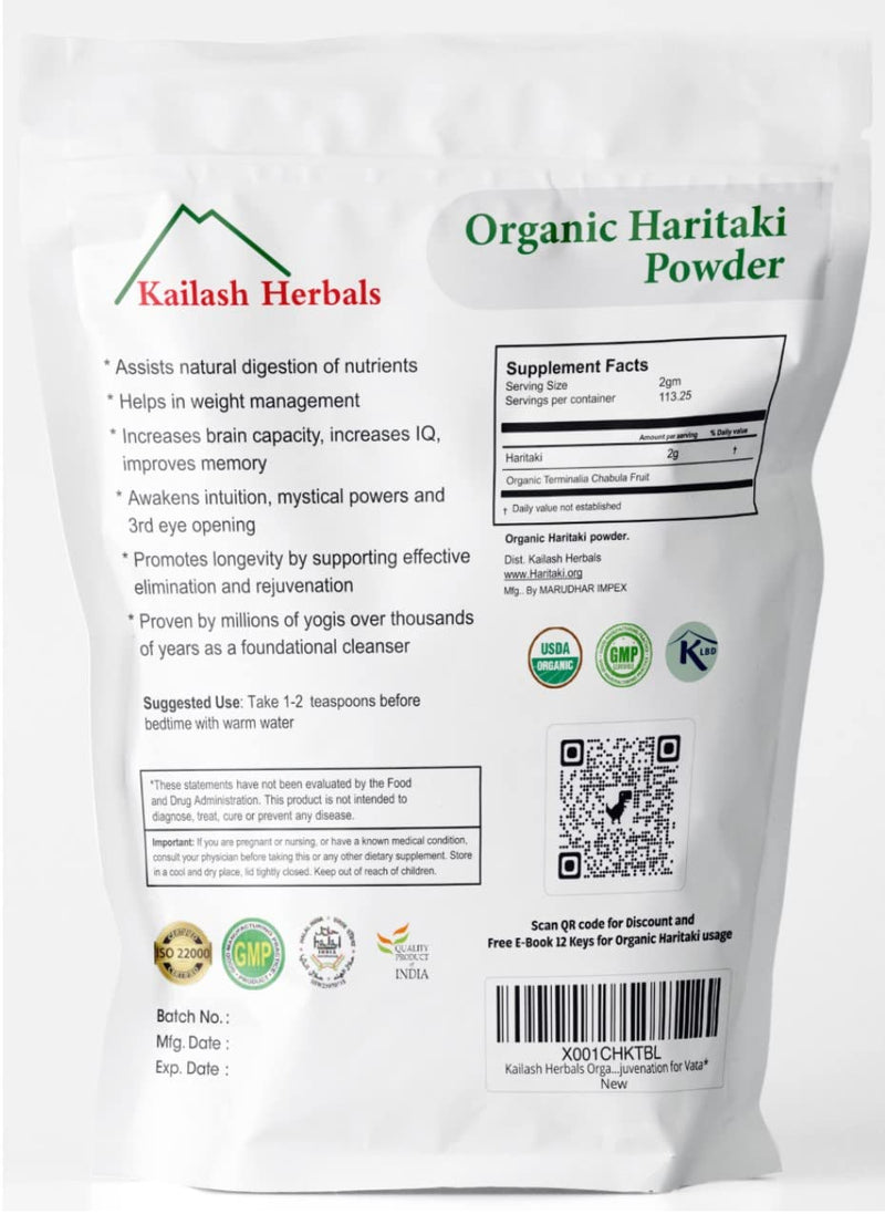 [Australia] - Organic Haritaki Powder USDA Certified Organic, 1 Pound - Terminalia chebula - Digestive Health - Detoxification & Rejuvenation for Vata* 1 Pound (Pack of 1) 