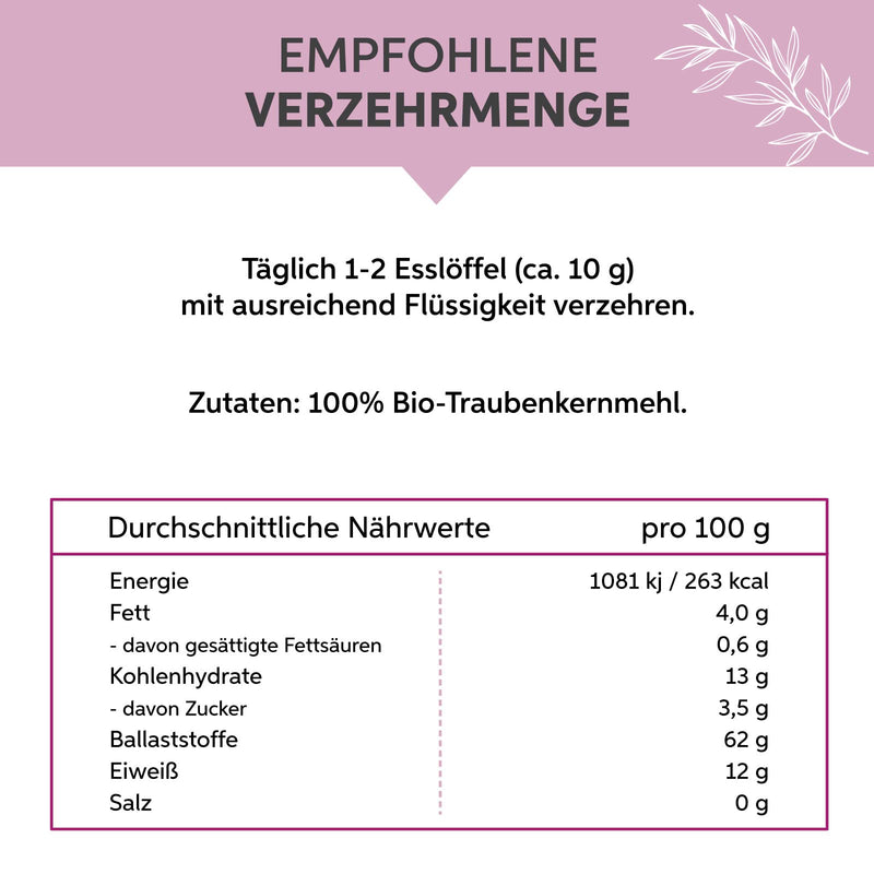 [Australia] - Organic Grape Seed Flour OPC 1kg Grape Seed Extract Powder Premium Raw Food Quality | Grape seeds from the EU | DE-ÖKO-007 1 kg (pack of 1) 