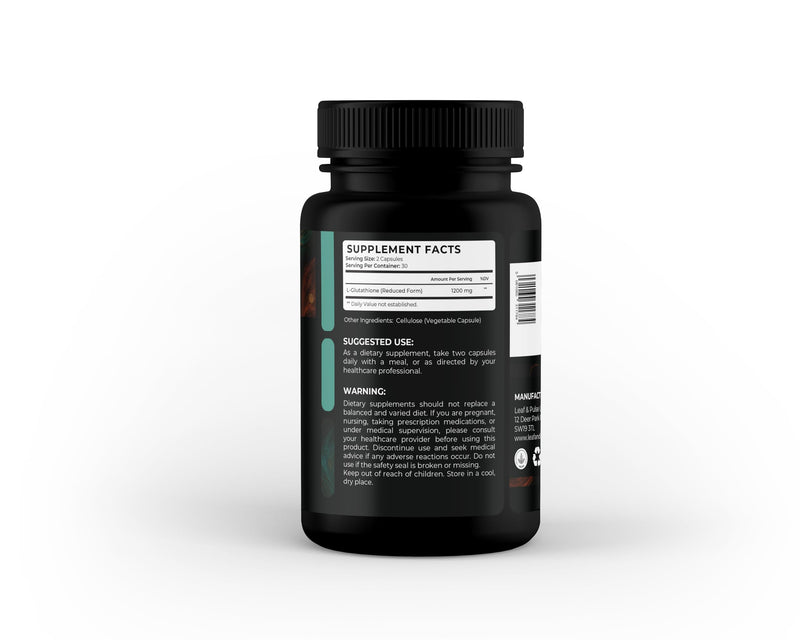 Glutathione 1200 mg – 60 Capsules | Reduced L-Glutathione | Antioxidant & Cellular Health Support | Supports Detoxification & Skin Wellbeing | Vegan Capsules | UK Made