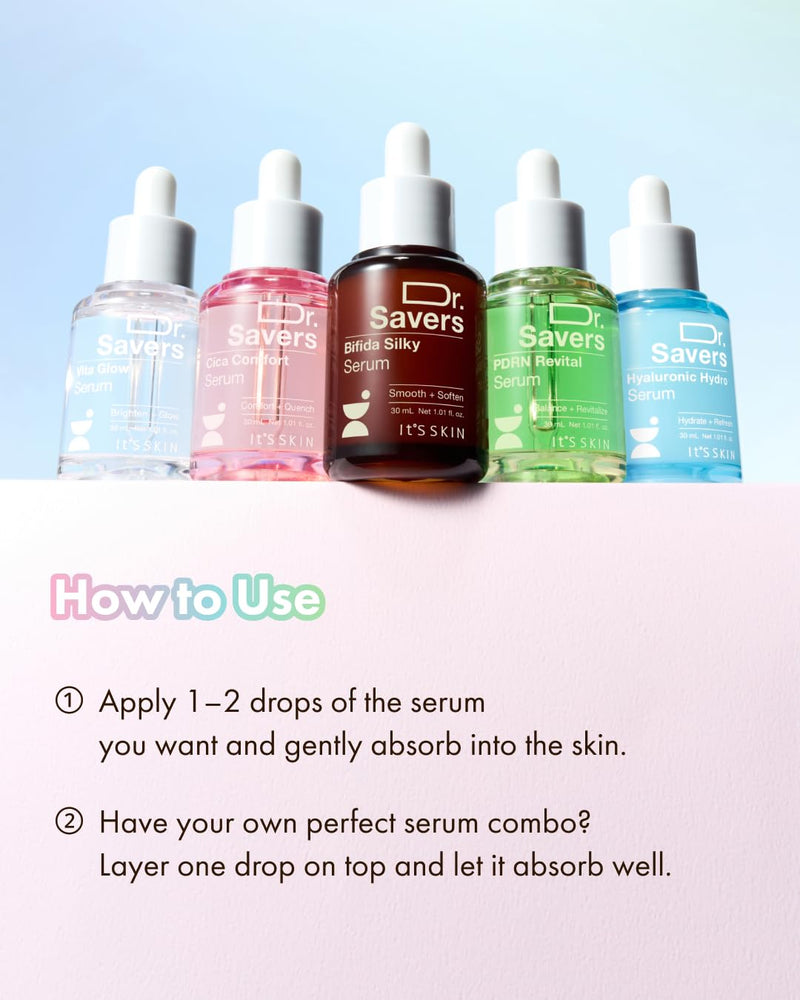 It'S SKIN Dr.Savers Vitamin Glow Face Serum 1.01 fl.oz, Vitamin Complex Derma Serum, Lightweight, Glowing, Radiant Skin, Reduce Dark Spots, Uneven Skin Tone, Niacinamide, Personalized Korean Skincare Vita Glow 1.01 Fl Oz (Pack of 1)