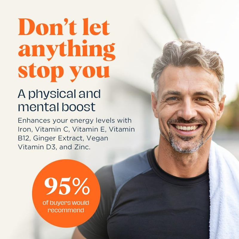 UPSA x Nourished 7-in-1 Energy Gummies - Vegan Multivitamin for Adults with Vitamin C, E, Guarana Extract, Caffeine, Vitamin B12, Ginger Extract - Energy Boost, Immune Support - 30 Vitamin Gummies 1