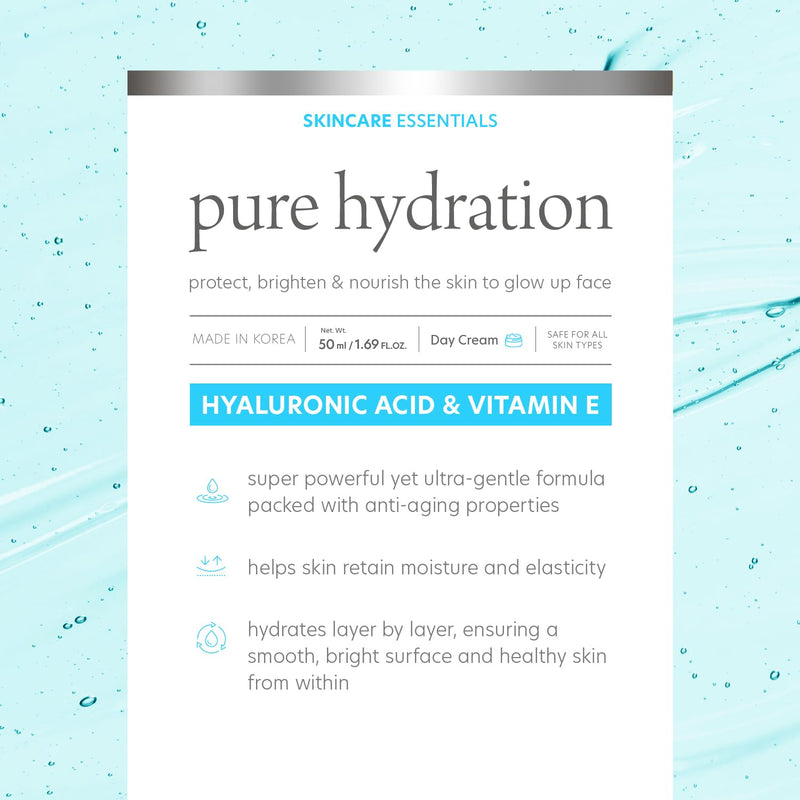Hyaluronic Acid & Vitamin E Daily Face Moisturizer - Reduce Acne Scars, Fines Lines, Wrinkles, Hydrating Day Cream - Cruelty Free Korean Skin Care For All Skin Types - 1.69 Fl. oz/ 50ml Hyaluronic Acid & Vitamin E