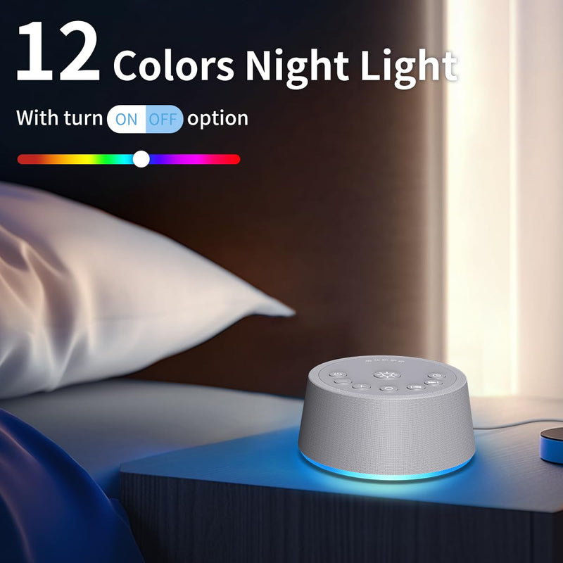 [Australia] - SoundLegend Sleep White Noise Sound Machines 32-Level Volume 30 Sounds 12 Colors Light 5 Timers Adjustable Light Brightness Compact for Everyone Travel Gift Memory Function Grey 