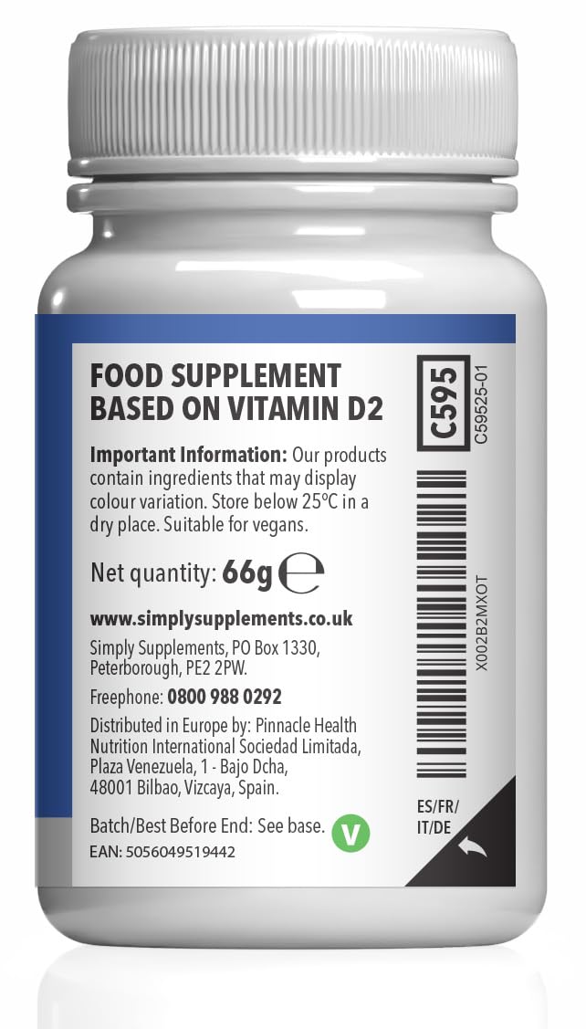 Vitamin D2 2000 IU | Supports Healthy Bones, Muscles & Immune Function | 360 Tablets (12-Month Supply) | Manufactured in The UK to GMP Standards | Suitable for Vegetarians Unflavoured 1 count (Pack of 360)