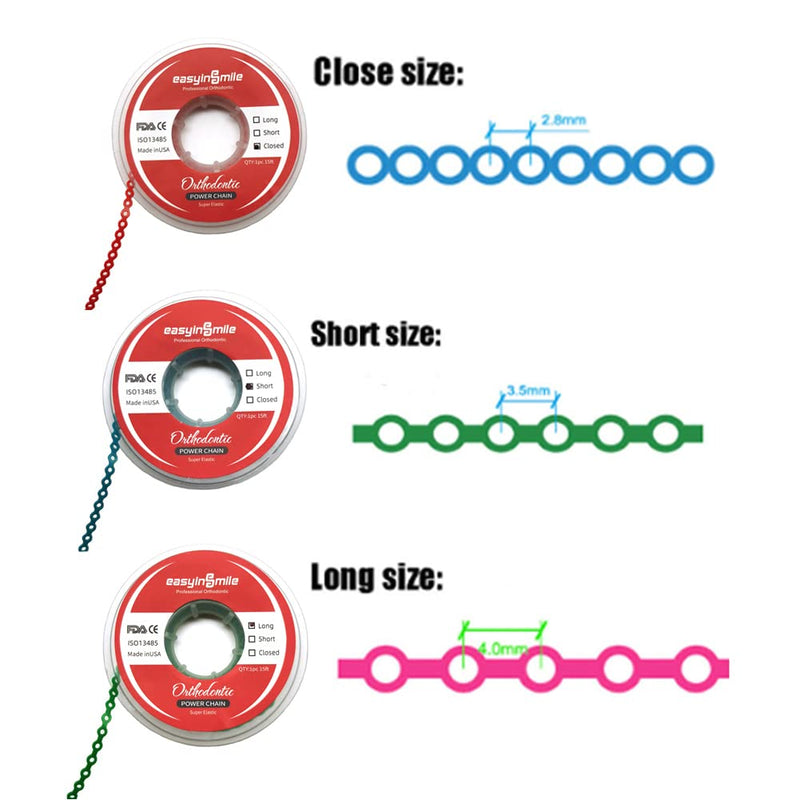 [Australia] - Dental Orthodontic Power Chain Multicolor Spool Elastic Rubber Bands for Teeth Braces (Long, Black) Long 