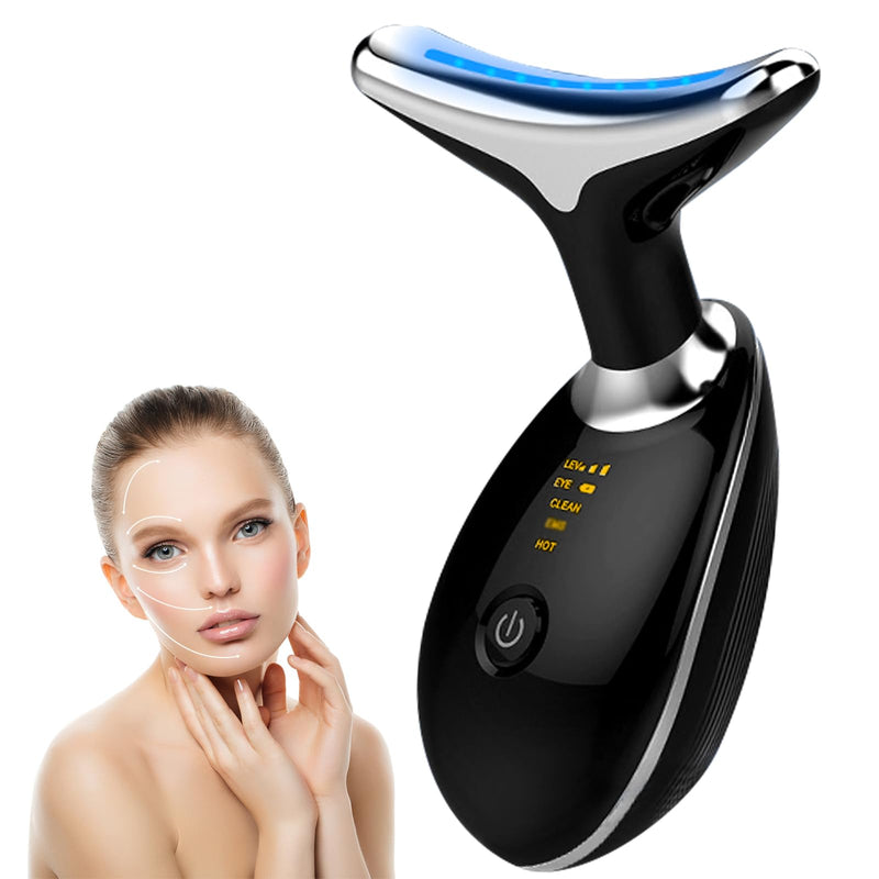 Facial Massager Face and Neck, Red Light Therapy for Face and Neck, Facial Skin Care Tool, 7 Color Led for Face Sculpting Tool at Home (Black)