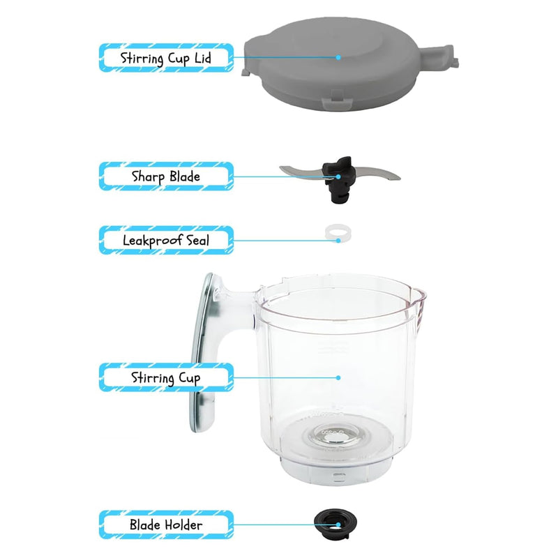 [Australia] - Replacement Stirring Cup & Blade with Steaming Basket for EVLA'S Baby Food Maker - Gray 