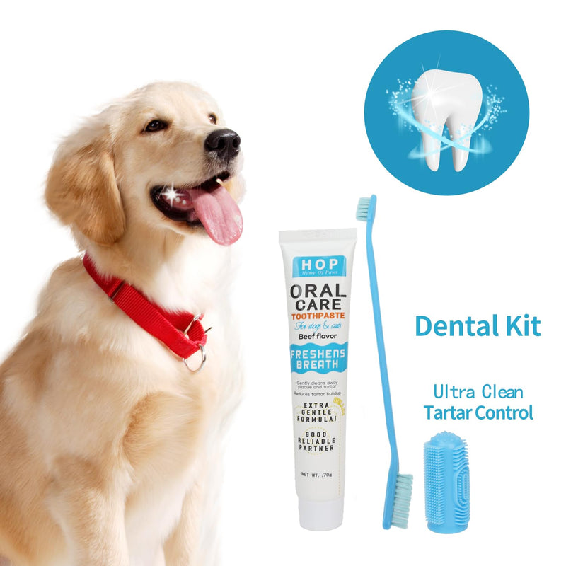 HOP Pet Toothbrush Kit 10PCS Cats Dogs Dental Care Soft Bristles Finger Toothbrush Set Toothpaste Fresh Breath Dog Oral Care Kit Suitable for All Pets Home of Paws