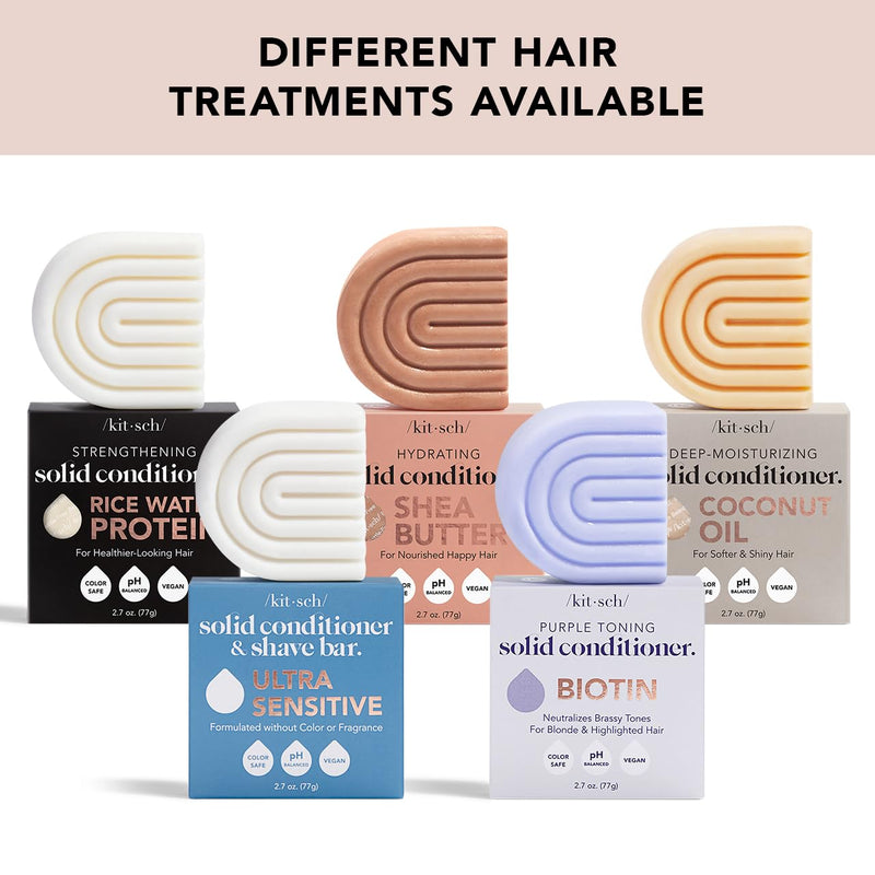 Kitsch 2-in-1 Ultra Sensitive Conditioner Bar & Shaving Soap for Sensitive Scalp & Skin – Moisturizing & Anti-Irritation Bar Soap - Scent Free, 5 Ingredients Only - Made in USA - 2.7oz