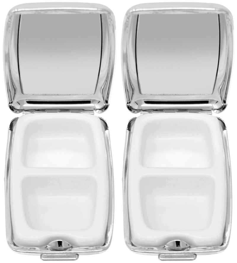 Set of 2 Etched Rectangular Pocket Purse Pill Box & Organizer with Dual Compartments (Four Square - Engravable) Four Square (Engraveable)
