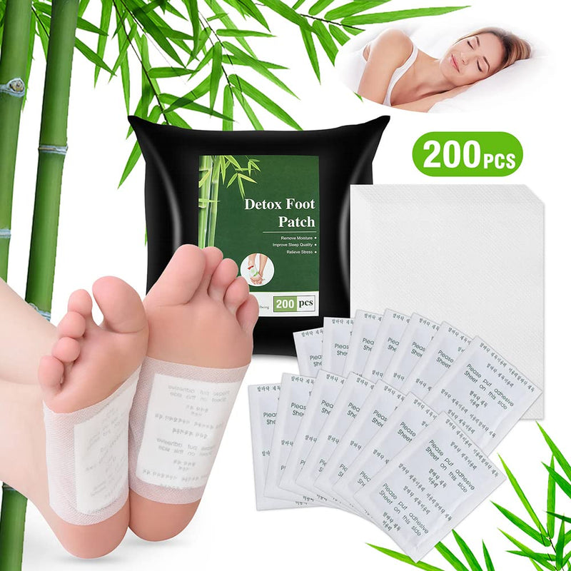 [Australia] - NUZEKY Pack of 200 Detox Foot Plasters - Detoxification Plasters Feet for Stress Relief and Deep Sleep - Deep Cleansing Detox Foot Pads for Removing Body Toxins (200 Pieces) 