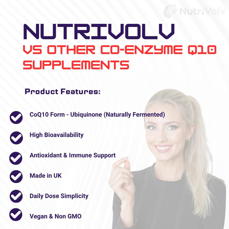 Ubiquinone Co Enzyme Q10 30mg | 120 Tablets | Vegan Friendly | Naturally Fermented High Absorption Coenzyme CoQ10 | Popular for Statin Users | Oxidative Stress Protection | Made in UK | by NutriVolv