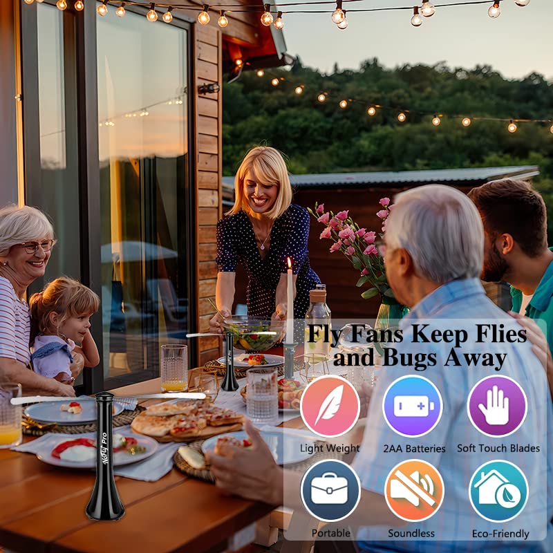 [Australia] - Nofly Pro Fly Fans for Tables 4 Pack for Outdoor or Indoors USB or Batteries Powered Fly Repellent Swatter Fan, Shoo Away Fly Bug Fan for Picnic, BBQ, Party, Events(Black-2Pack) 2 pack Black 