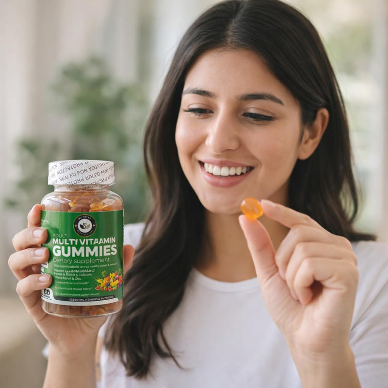 MyVital Adult Multivitamin Gummies – Natural Mixed Fruit Flavour | Vitamins A, B-Complex, C, D, E, B6, B12, Zinc & Phosphorus | Immune & Energy Support | 60 Gummies
