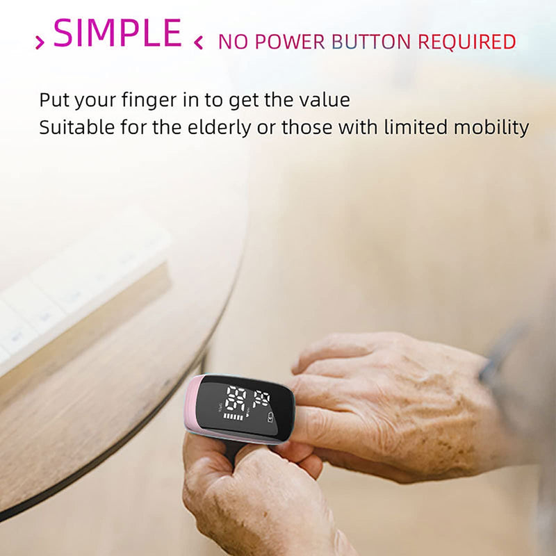 [Australia] - Pulse Oximeter Fingertip with Rechargeable, Oxygen Meter Finger Pulse Oximeter, Rechargeable Pulse Oximeter, Accurate Fast Oximetry SpO2 Reading for Outdoor Sports Home Wide Use (Pink) 