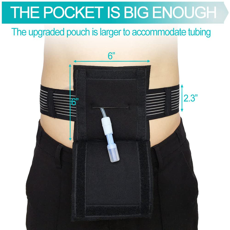 [Australia] - Breathable G Tube Holder Belt Large Square Sponge Feeding Tube Pouch for Gastrostomy J Peg Peritoneal Dialysis PD Peritoneal Dialysis Catheter Accessories Women Men Black Medium 