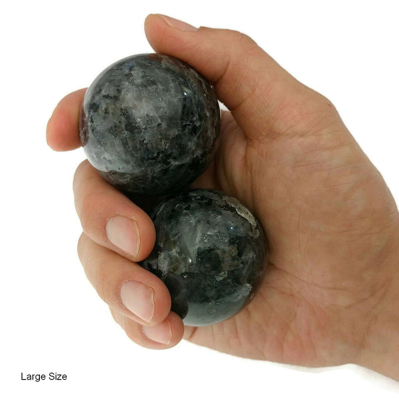 [Australia] - Top Chi Blue Pearl Larvikite Baoding Balls for Hand Therapy, Exercise, and Stress Relief (Large 2 Inch) Large 2 Inch 