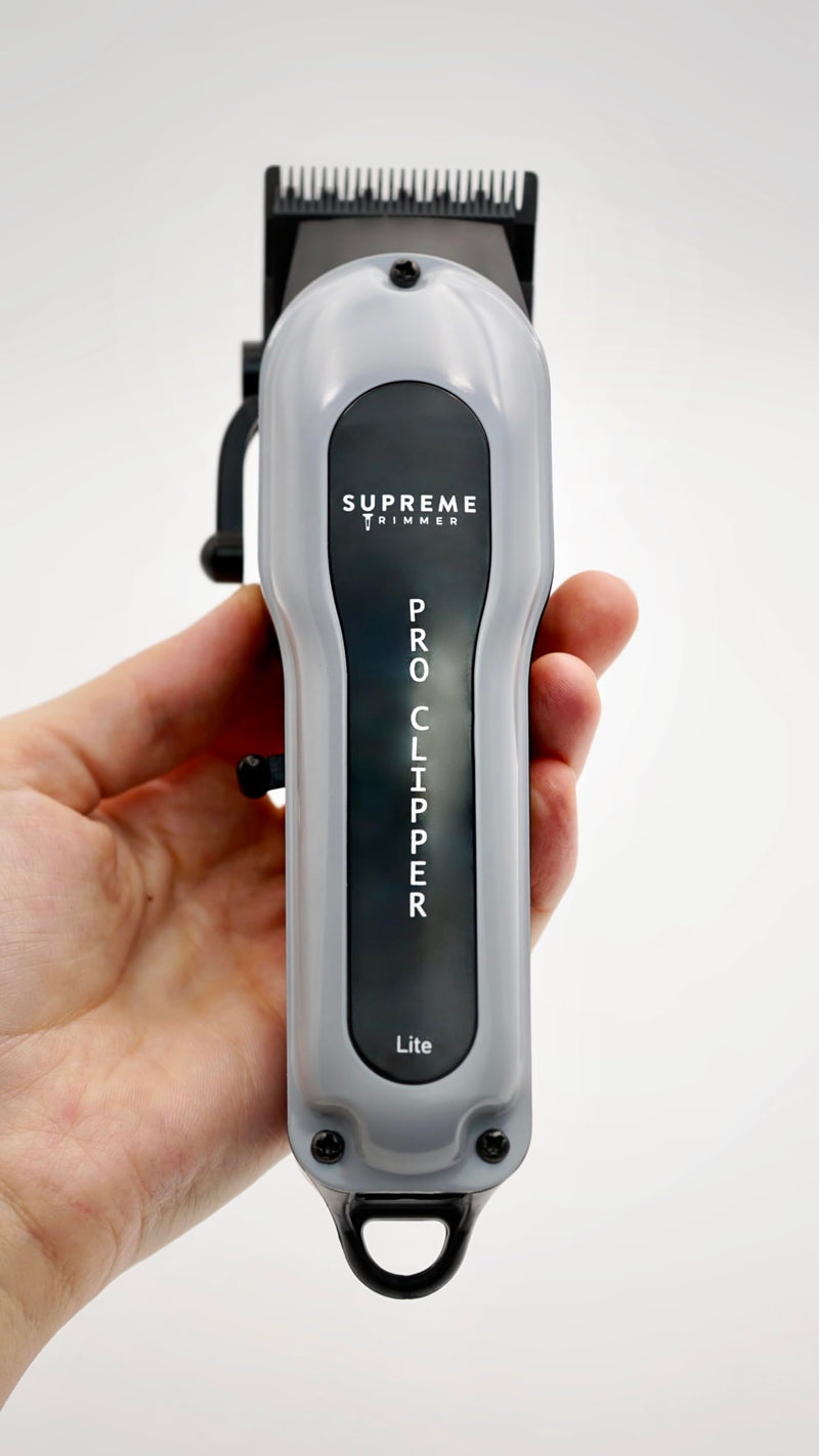 [Australia] - Supreme Trimmer Pro Clipper Lite | 210 Min Run Time Professional Hair Cutting Tool Set + Hair Comb, Scissors & Fade Blade | STC5000 Gray 
