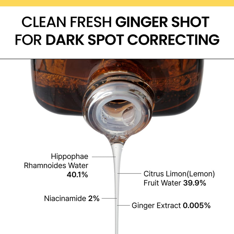 Ginger Vitamin C Shot Serum | Daily serum with Ginger Extract & Vitamin C | Targets dark spots and dullness | Korean vegan skincare for all skin types