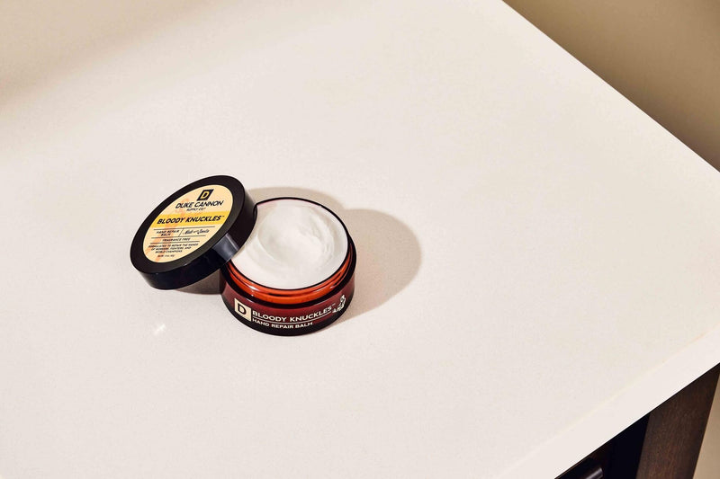 [Australia] - Duke Cannon Bloody Knuckles Hand Repair Balm - Unscented Moisturizer, Repair and Revitalize Dry, Cracked Skin, Ideal for Workers and Fighters, Set of 2 (5 oz. & 1.4 oz.) 
