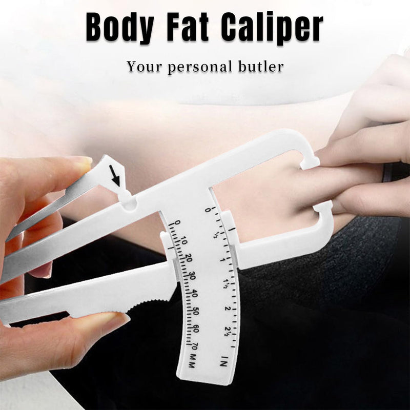 [Australia] - Body Fat Caliper and Measuring Tape for Body,Body Fat Caliper Set with Body Fat Percentage Measure Chart for Accurately Measuring Body Fat (White) 