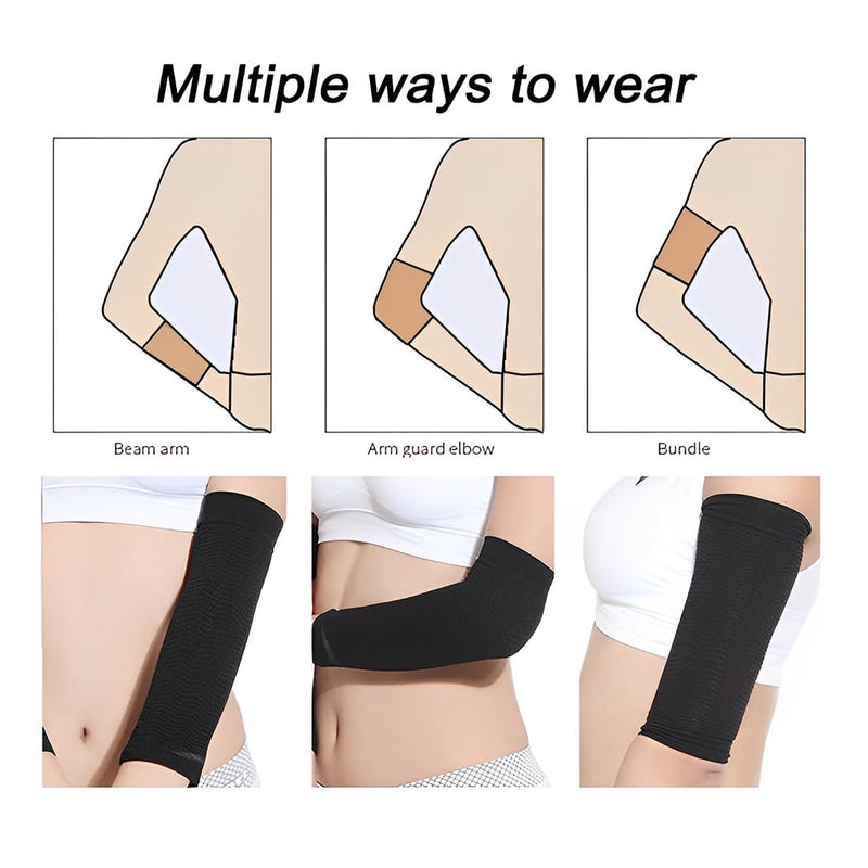 [Australia] - rmformer, 2 Pairs of Compression Arm Sleeves, Versatile Arm Catheter Cover Tape, Made of Breathable Design Fabric, for Blood Glucose Monitor and Tattoo Cover, Nude, Black, One Size 