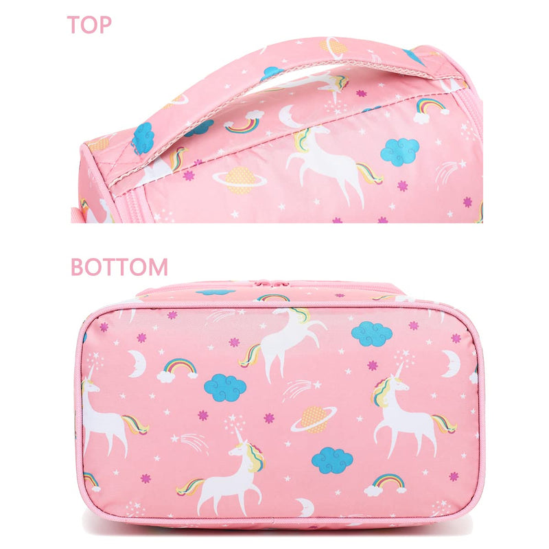 [Australia] - FlowFly Kids Double Decker Cooler Insulated Lunch Bag Large Tote for Boys, Girls, Men, Women, With Adjustable Strap, Unicorn 