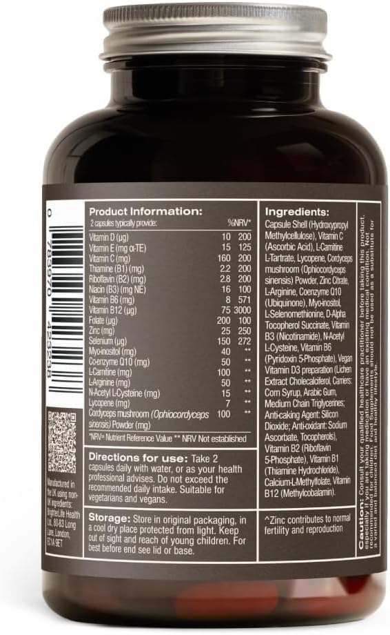 MyOva Male Fertility Supplements - Enhances Sperm Quality, Count & Hormonal Balance - Supports Conception for Men - Includes Zinc, Selenium, Vitamins C, D, E - 60 Capsules 1 count (Pack of 60)