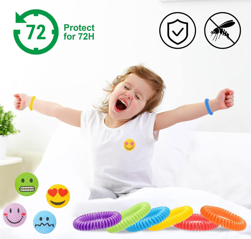 [Australia] - 48 Pack Mosquito Repellent Bracelets with 72 Mosquito Patches, Individually Wrapped Mosquitoes Bracelets Stickers for Camping Swimming Outdoor Indoor, Deet Free 