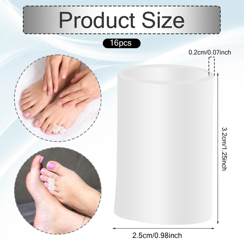 [Australia] - Gel toe caps, pack of 16 toe protection, silicone toe cuffs, breathable finger protection, small toe protection, toe divider, toe protector for toe friction relief, white 