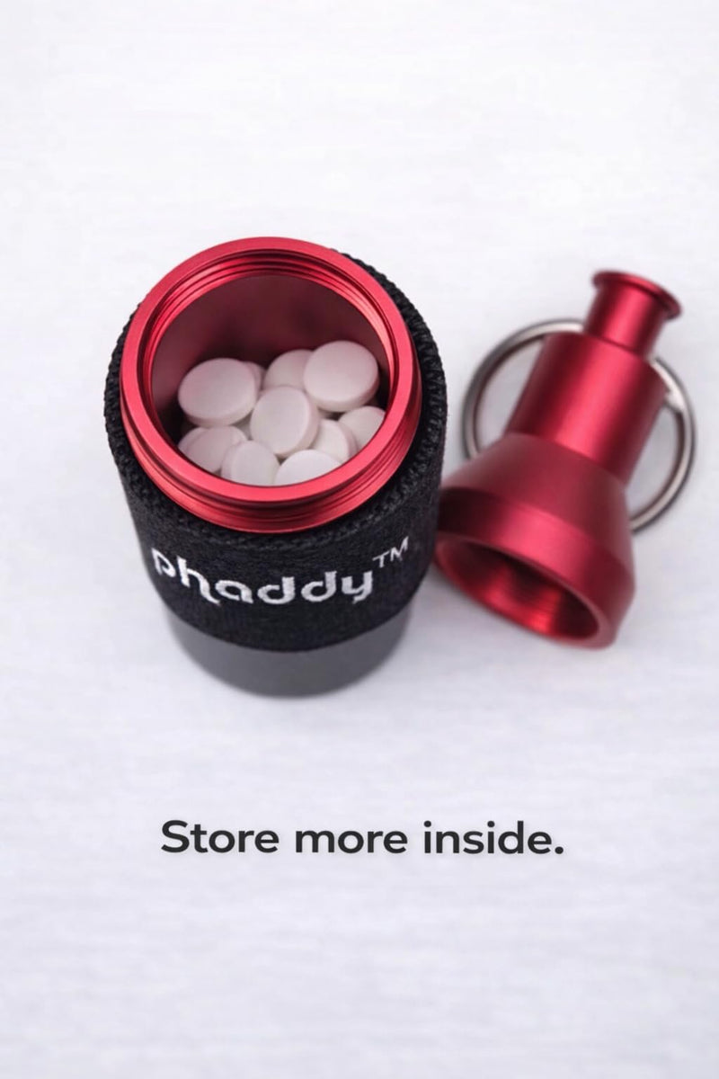 phaddy™ Keychain Container + Compression Band — Store Inside, Secure Outside | Holds Cash, Vitamins & Small Essentials (Silver, King Size) Silver