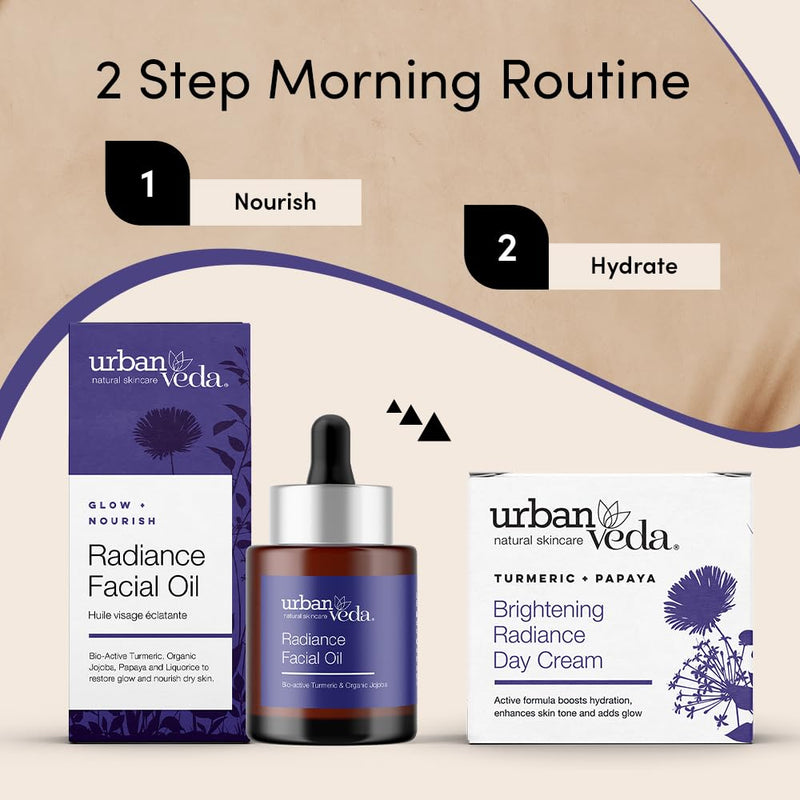 Urban Veda Radiance Facial Oil with Vitamin E Oil | Collagen Oil for Skin Tightening | Dark Spot Remover with TurmericOil | Bio Oil SkincareOil Stretch Marks | 1.01 Fl oz Dull & Dry Skin 1 Fl Oz (Pack of 1)